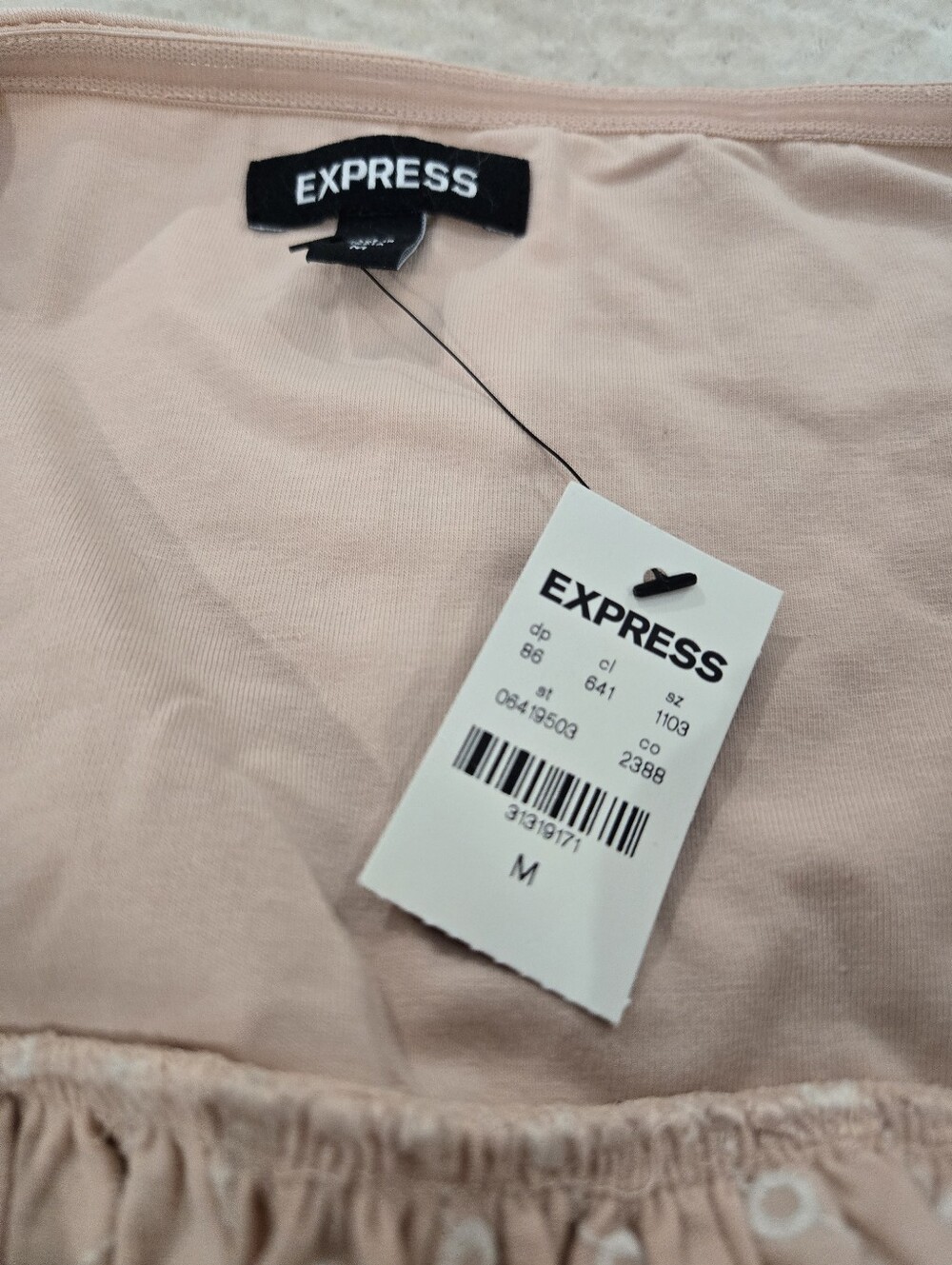 Express Strapless Peplum Tube Top Blush Pink Embroidered Boho Medium - Picture 7 of 9